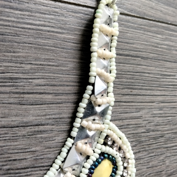 Tanjore Statement Piece Vibrant Colors Bib Style Necklace Silvertone - Picture 6 of 10